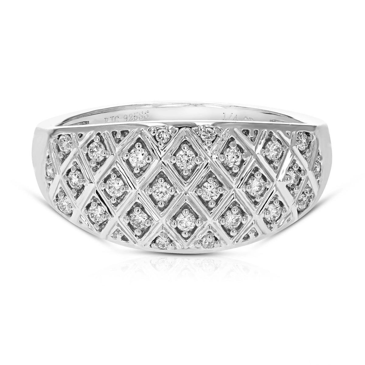 1/4 CTTW Lab Grown Diamond Engagement Ring in Sterling Silver Prong Size 7 V172