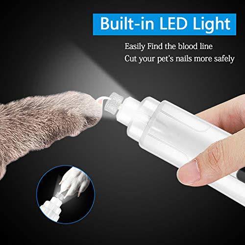 Dog Nail Grinder with LED Light, Low Noise 2 Speed Electric Rechargeable M7097