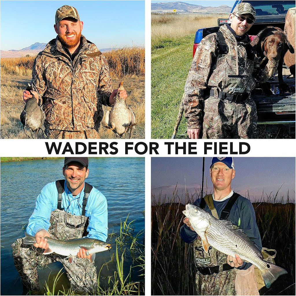 Camo Chest Waders with Boots, 2-ply Nylon/PVC Waterproof Bootfoot Waders G96365