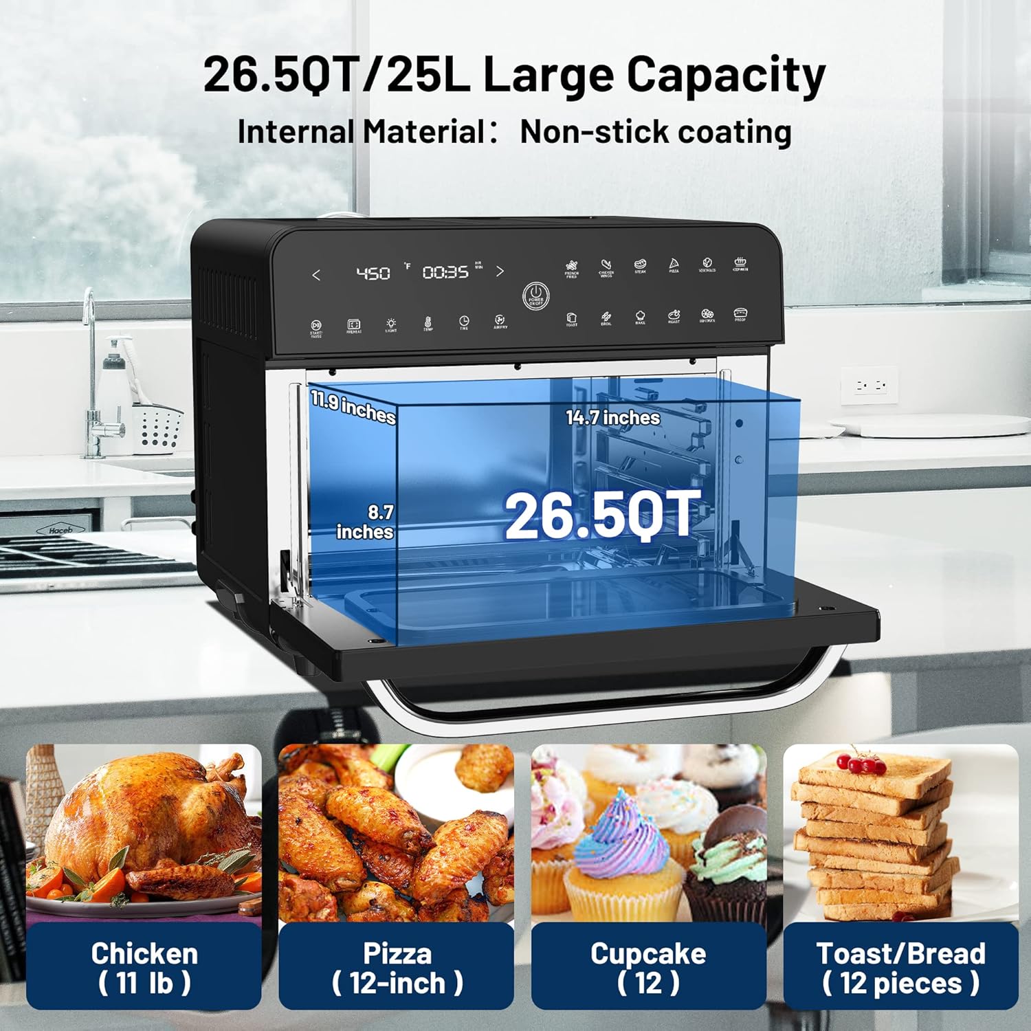 Black 26.5QT Air Fryer Combo Toaster Oven A312