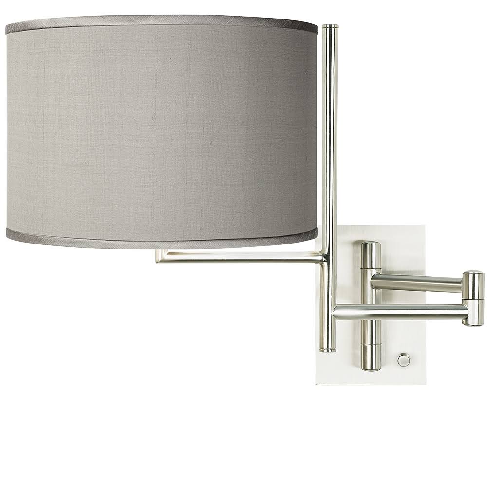 Gray Faux Silk Brushed Steel Swing Arm Wall Lamp H3399