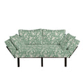 Reseda Green Cream Floral Upholstered Futon Sofa with Metal Frame F53453