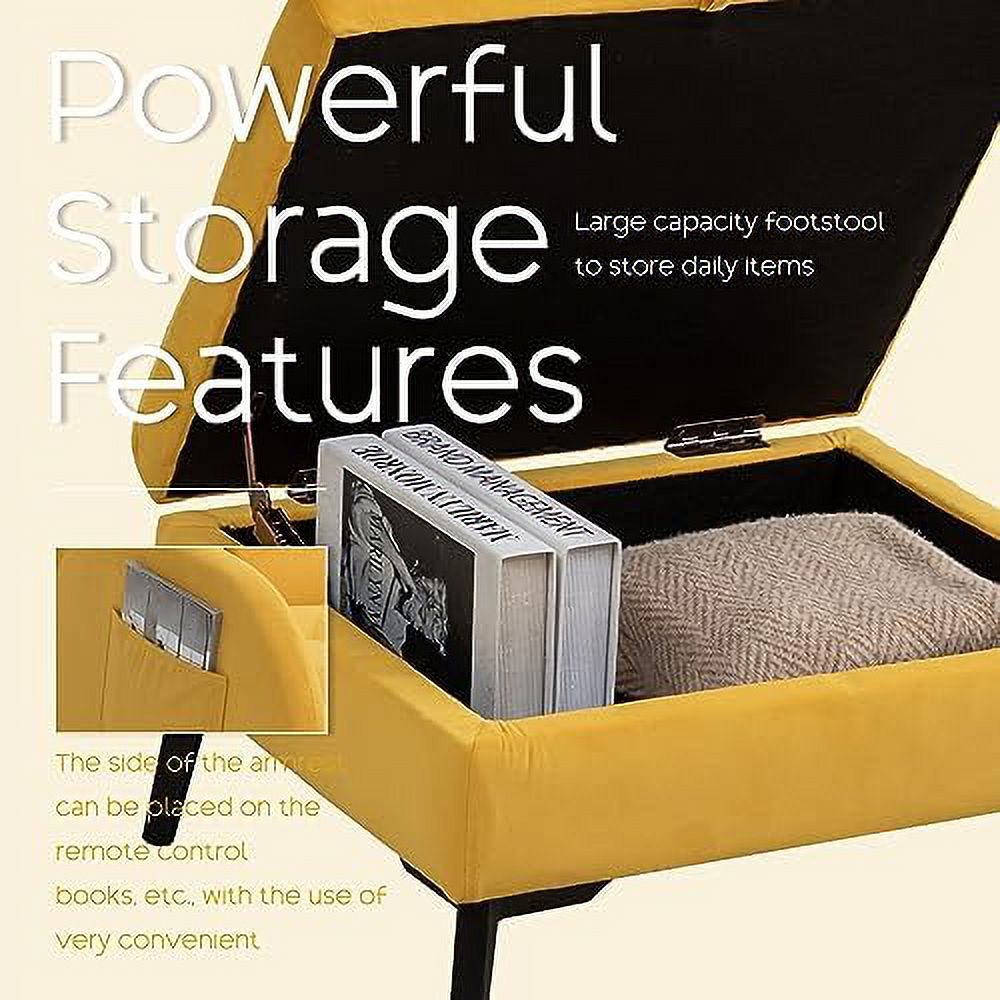 Yellow Velvet Accent Chair with Ottoman X97467