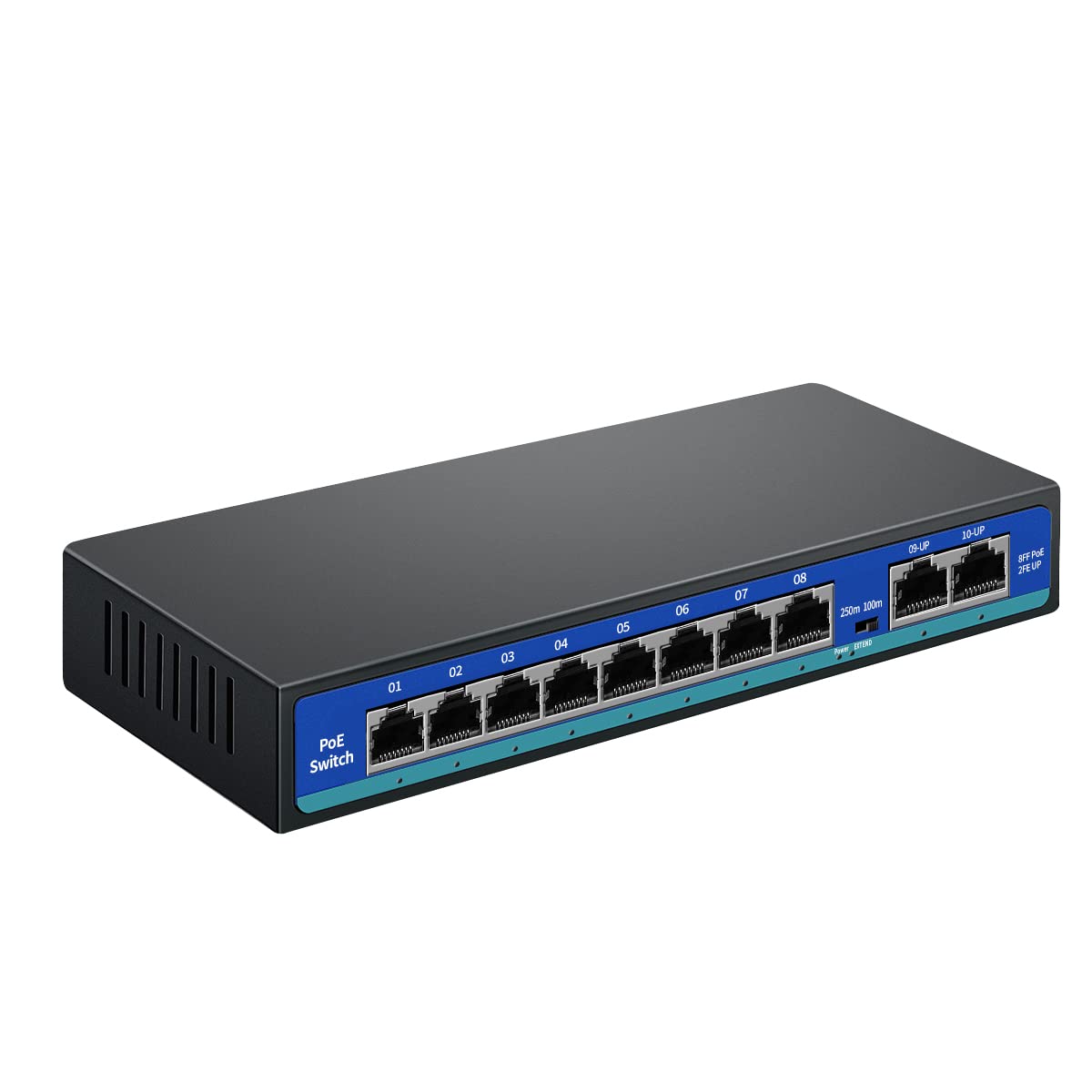 8 Port Unmanaged PoE Switch with 2 Uplink Ports E61348