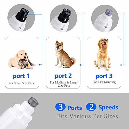 Dog Nail Grinder with LED Light, Low Noise 2 Speed Electric Rechargeable M7097
