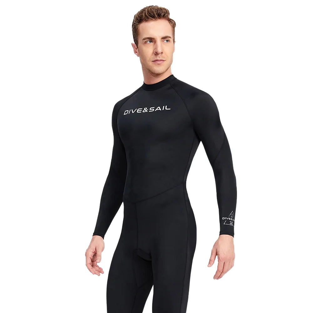 Men One Piece Swimsuit with Back Zipper Quick Dry Long Sleeve Surf Suit N35536