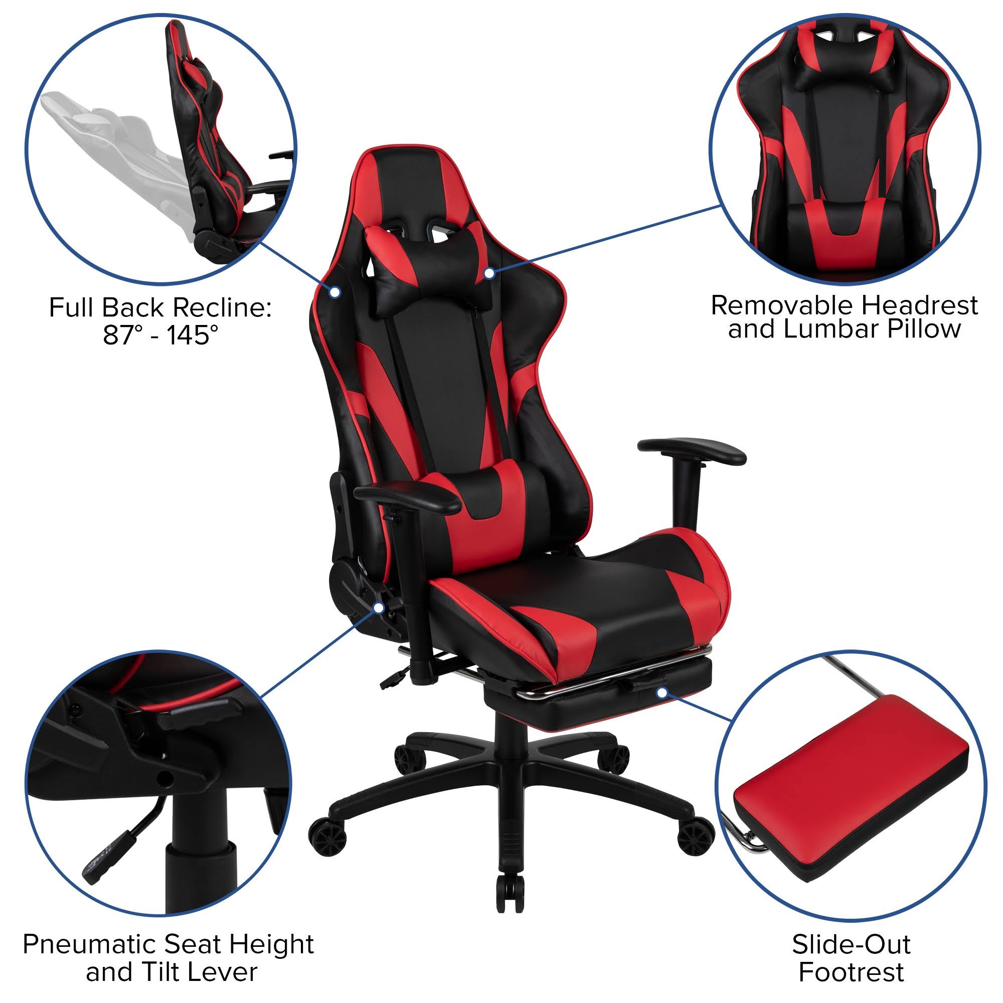 Gaming Desk and Reclining Gaming Chair Set with Cup Holder and Headphone Hook B354092