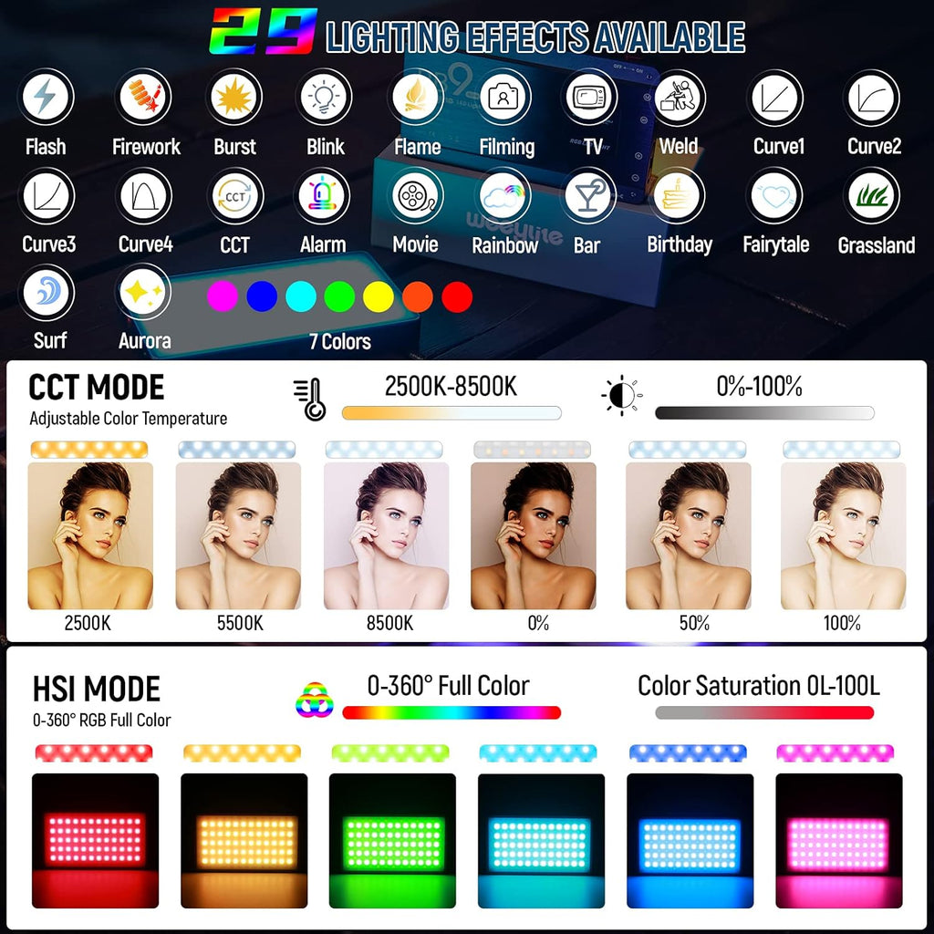 RGB Camera Video Light, 12W Rechargeable Battery LED Panel E30314