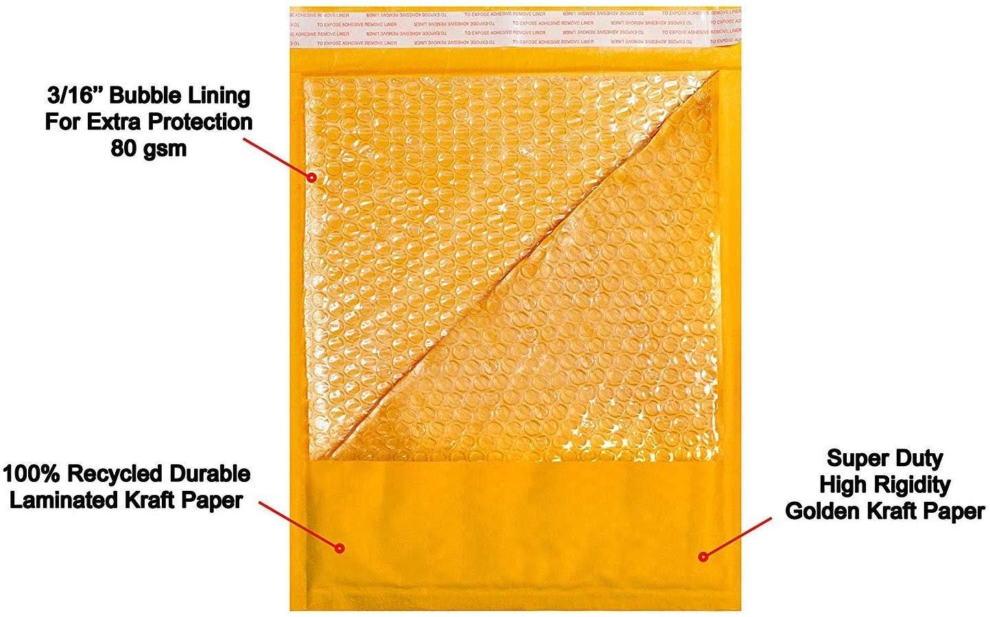 300 Pack Kraft Self Seal Bubble Mailers Padded Envelopes 10.5x22 x 15x22 A271336