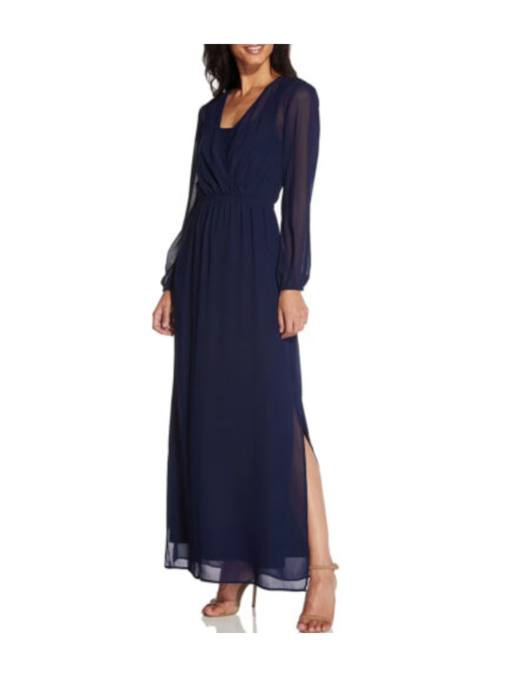 Navy Surplice Chiffon Maxi Dress R927699