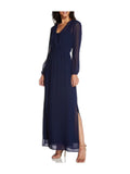 Navy Surplice Chiffon Maxi Dress R927699