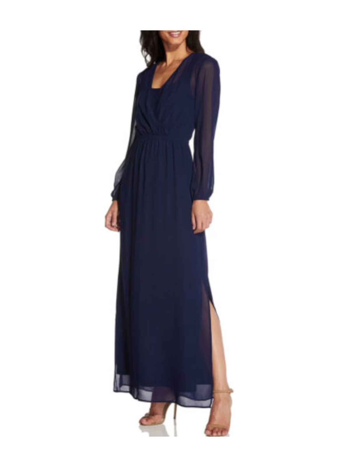 Navy Surplice Chiffon Maxi Dress R927699