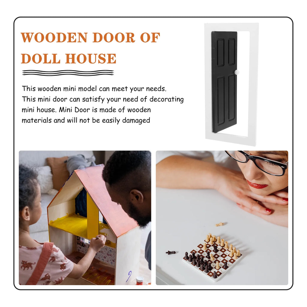 Unpainted Wooden Door Doll House Miniature Furniture Q31435