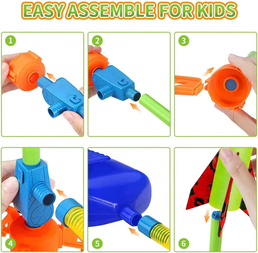 6 Foam Rockets Toy Air Rocket Launchers Glow in the Dark A15210