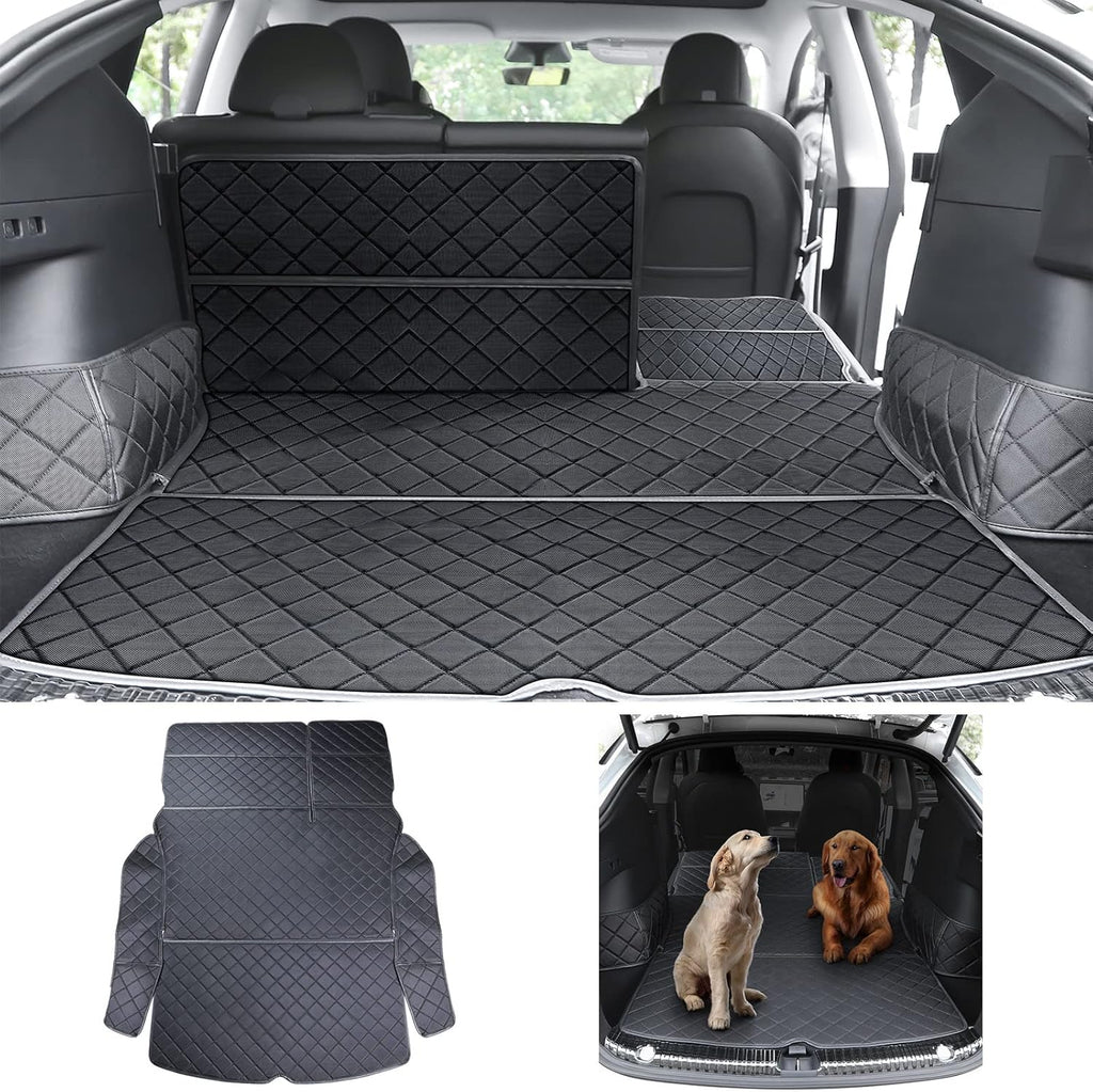 Tesla Model 3 Trunk Mat Pet Mat Liner Cargo Mats Waterproof All-Weather Mats Rear Seat Cover Protector Accessories 2022 2021 2020 Black M9157