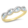 18K Yellow Gold Round Aquamarine & White Diamond Bridal Stackable Ring Y34654