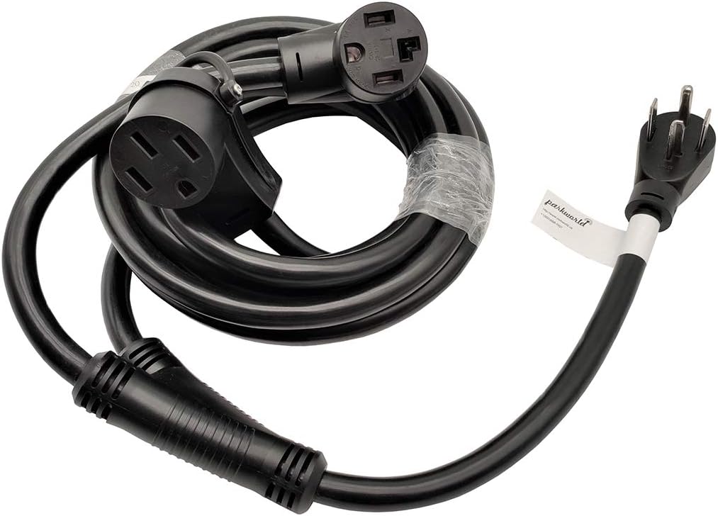 Dryer Splitter NEMA 14-30 Male Plug to 14-30 & RV / EV 14-50 Female Receptacle, 4-Prong 30 AMP Y Adapter Cord (20FT) J48810