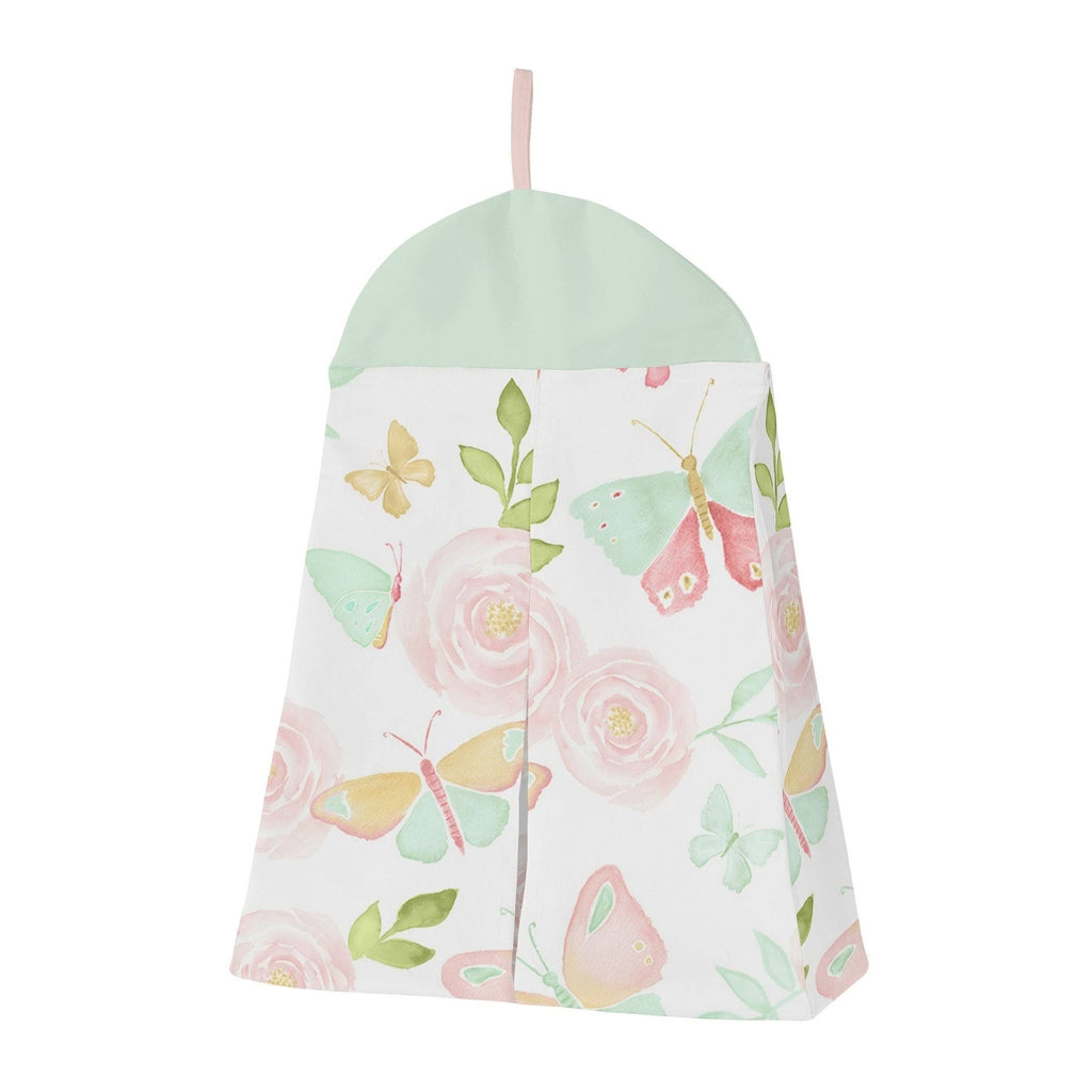 Blush Pink Mint White Butterfly Floral 4-Piece Crib Bedding Set T680