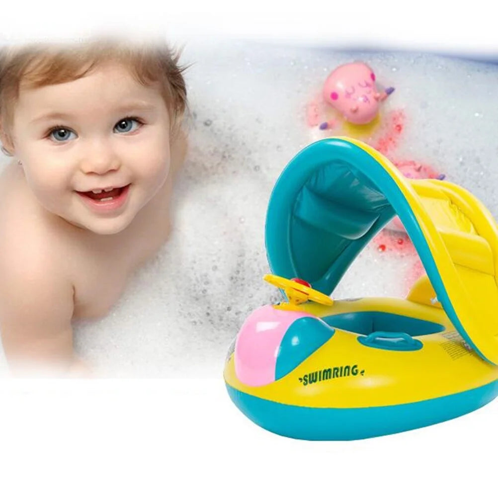 Inflatable Swimming Ring Baby Pool Float with Canopy Sunshade Roof M26625