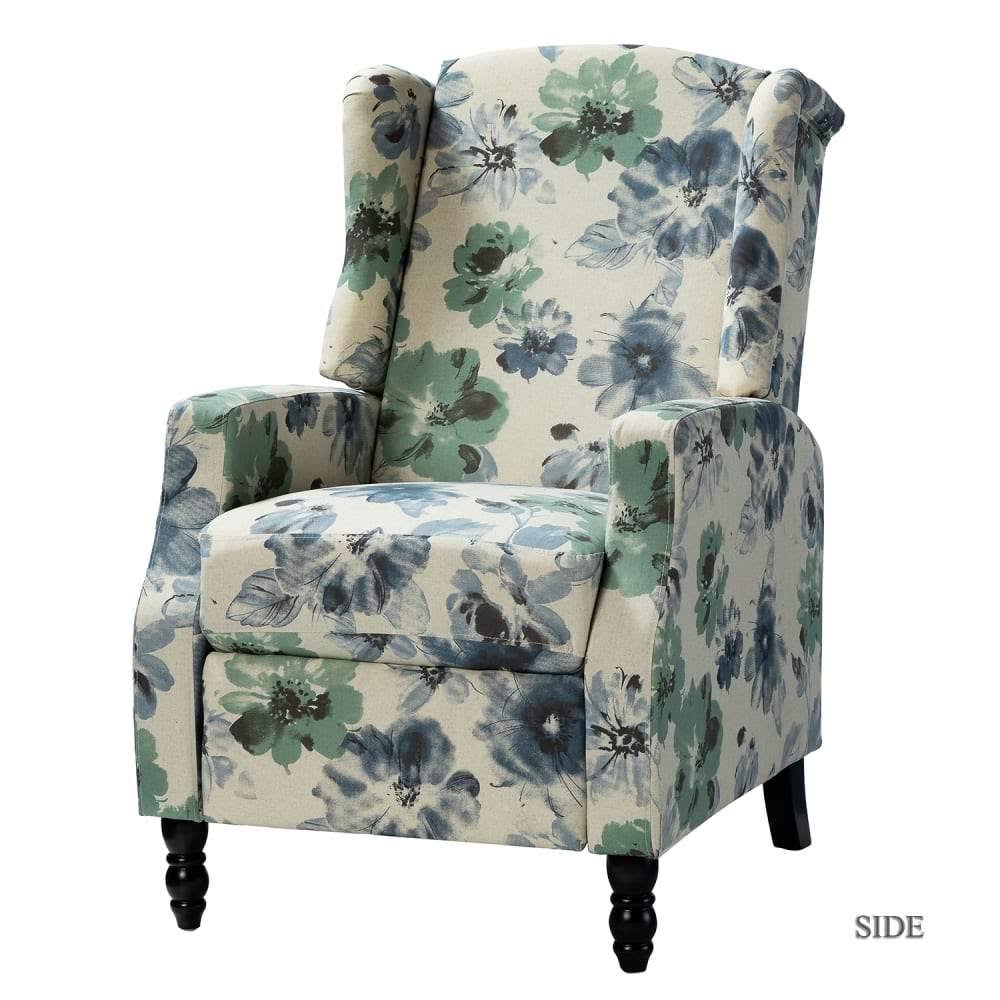 Navy Wing Back Manual Recliner S397