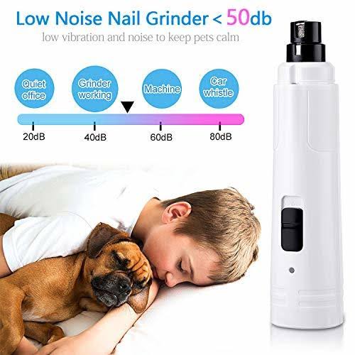 Dog Nail Grinder with LED Light, Low Noise 2 Speed Electric Rechargeable M7097