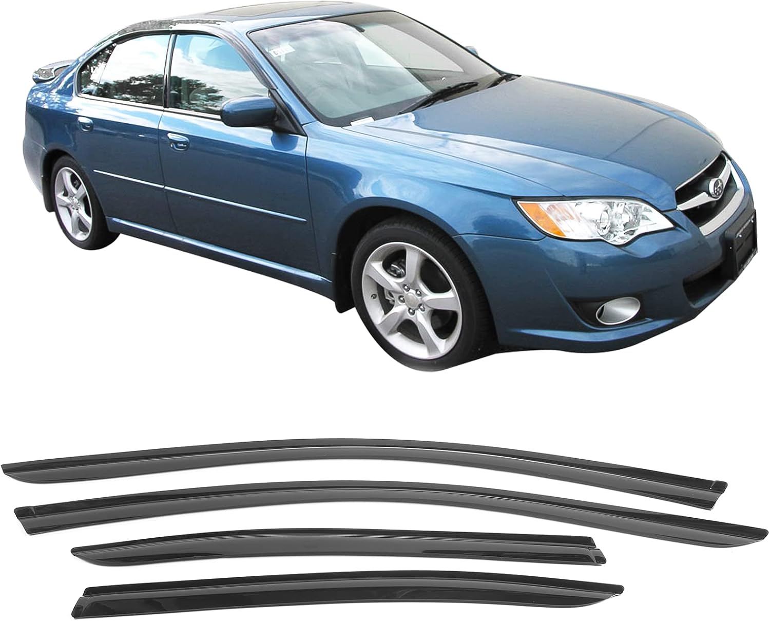 Slim Style Dark Smoke Tint Acrylic Rain Guard Wind Vent Air Deflector, Pack of 2 M2332