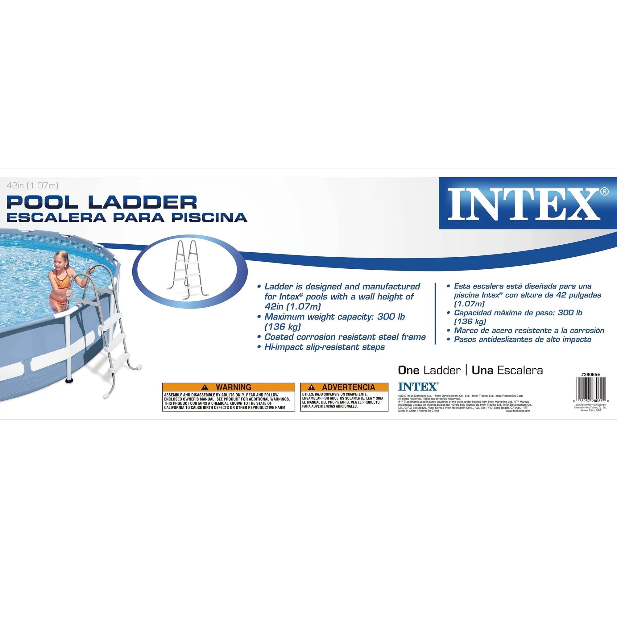 Above Ground Steel Frame Pool Ladder 42-Inch with Protective Mat I41318